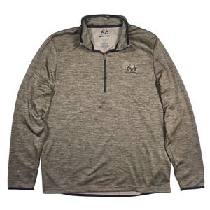 Realtree Mens Brown Quarter Zip Long Sleeve Fleece Pullover L Outdoors Hunting